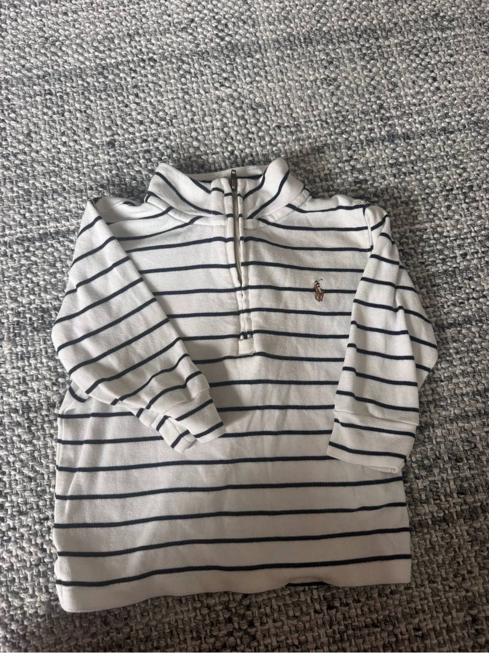Ralph Lauren White and Navy Striped Half-Zip Pullover